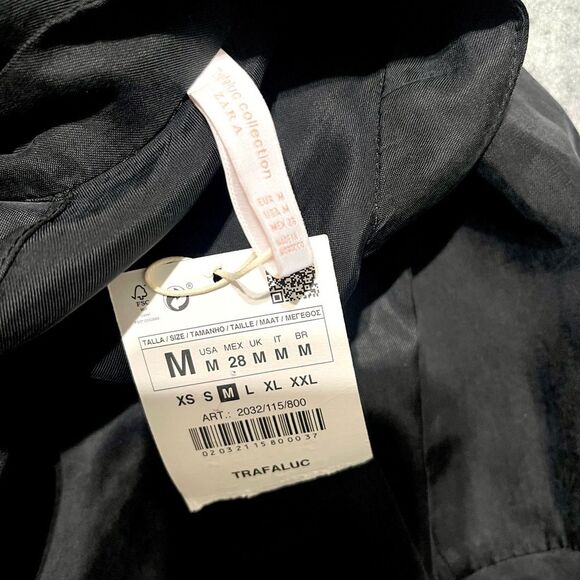 Zara silk satin effect black blouse with bell sleeve size M 2032/115 - Picture 7 of 8